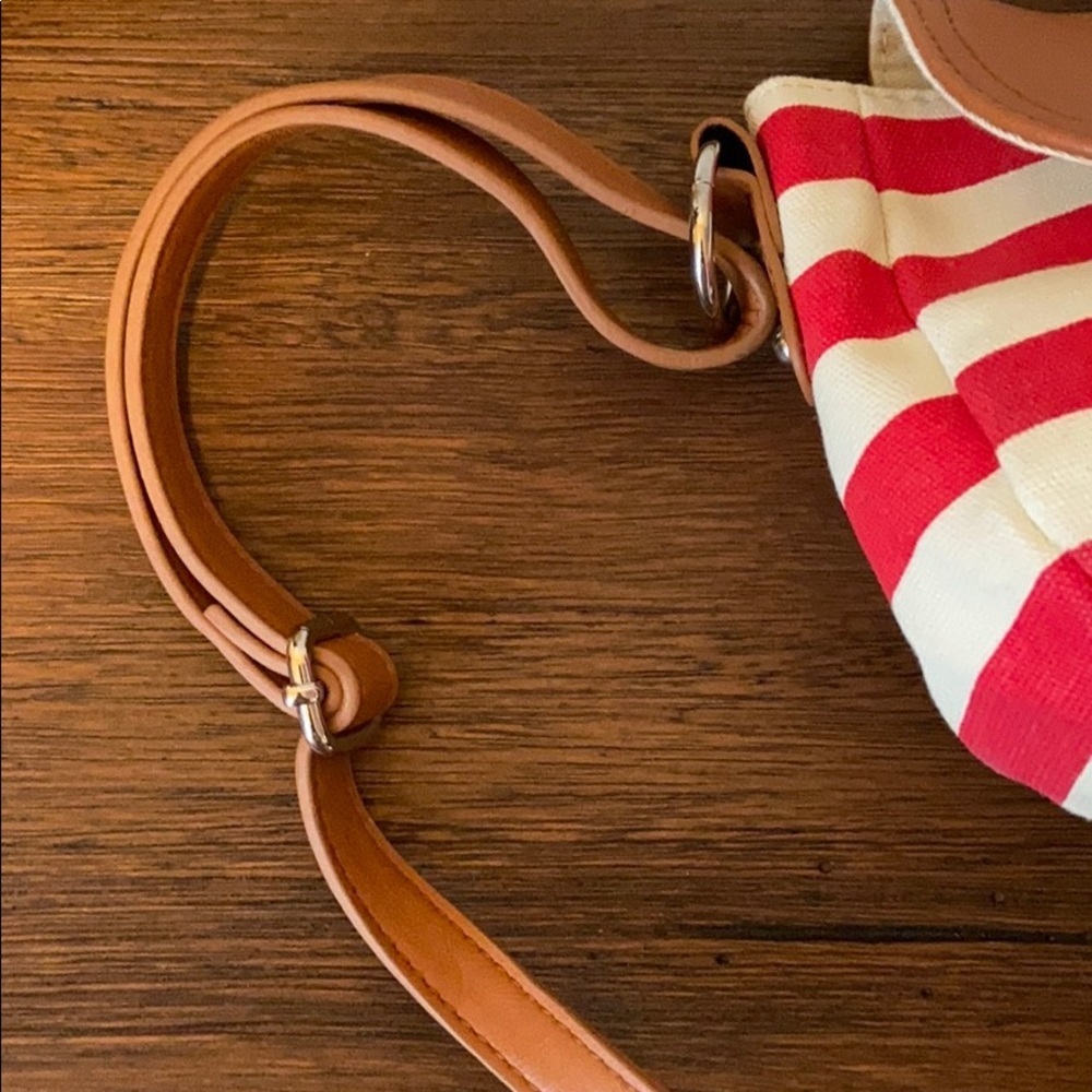 Poppie Jones Red & White Striped Shoulder Bag NWOT - Picture 4 of 8